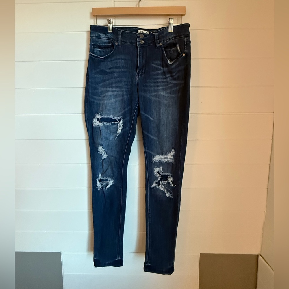 Distressed Indigo Rein Skinny Ankle Jeans Juniors Size 13